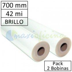 Pack de 2 Bobinas Plastificadora 42 Micras Brillo 700mm.