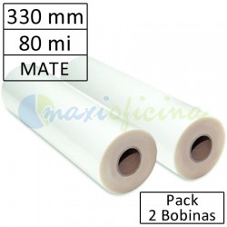 Pack de 2 Bobinas Plastificadora 80 Micras Mate 330mm.