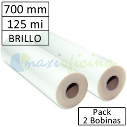 Pack de 2 Bobinas Plastificadora 125 Micras Brillo 700mm.