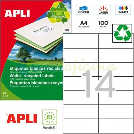 Etiquetas Adhesivas Recicladas Apli 105x42,4mm 100h