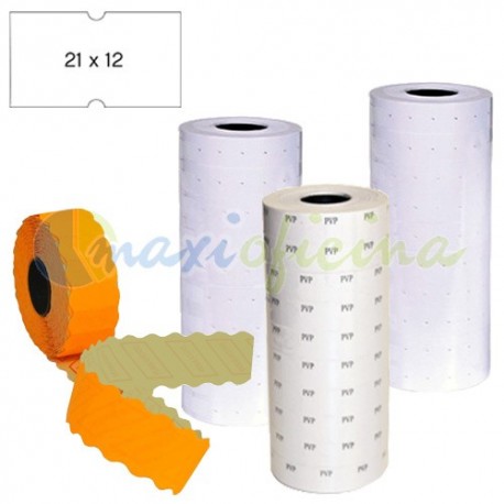 6 rollos Etiquetas removibles 21x12 mm blancas Etiquetadora 1 línea