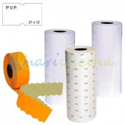 6 rollos Etiquetas pvp removibles 21x12 mm blancas Etiquetadora 1 línea