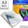 Fundas para Plastificadora de excelente calidad de la marca Fellowes en A3 80 Micras Auto-Adhesivas en Maxioficina.com.