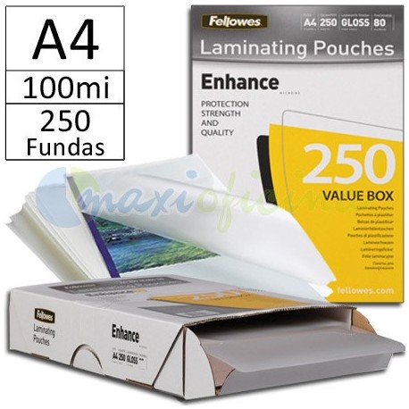 Fundas para Plastificar A4 100 Micras Brillo - Pack Ahorro 250u.