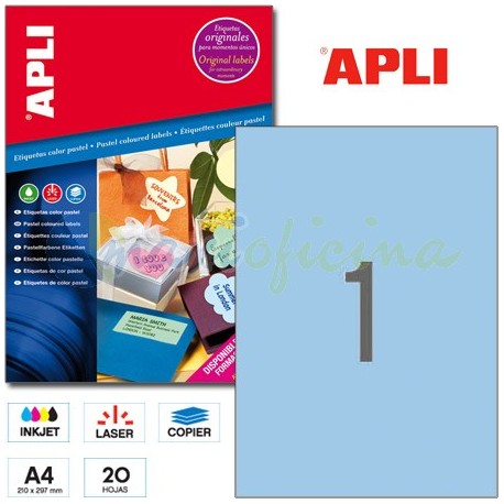 Etiquetas Adhesivas Apli Azul Pastel 210x297 20h