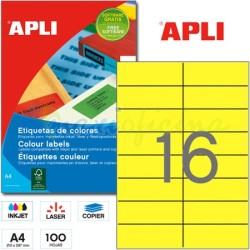 Etiquetas Adhesivas Apli Amarillas 105x37 mm. Ref 12976