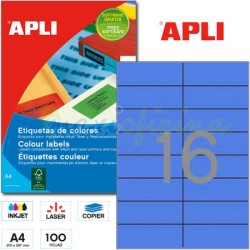 Etiquetas Adhesivas Apli Azules 105x37 mm. Ref 12977