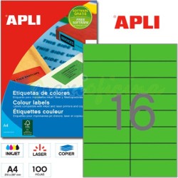 Etiquetas Adhesivas Apli Verdes 105x37 mm. Ref 12979