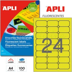 Etiquetas Adhesivas Apli Amarillas Fluorescente 64x34 mm. Ref 12981