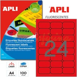 Etiquetas Adhesivas Apli Rojas Fluorescente 64x34 mm. Ref 12983