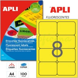 Etiquetas Adhesivas Apli Amarillas Fluorescente 99x68 mm. Ref 12985