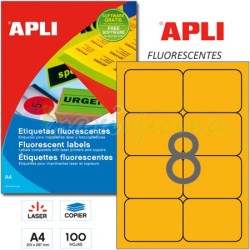 Etiquetas Adhesivas Apli Naranja Fluorescente 99x68 mm. Ref 12986