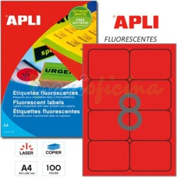 Etiquetas Adhesivas Apli Rojas Fluorescente 99x68 mm. Ref 12987