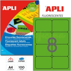 Etiquetas Adhesivas Apli Verdes Fluorescente 99x68 mm. Ref 12988