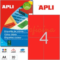 Etiquetas Adhesivas Apli Rojas 105x148 mm. Ref 12993