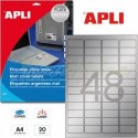 Etiquetas Adhesivas Metalizadas Apli PLATA 45,7x21,2mm 20h