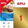 Etiquetas Adhesivas Apli en color Oro metalizado 210x297mm 14888