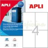 Etiquetas Adhesivas en Poliester Blanco Apli 105x148mm.