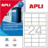 Etiquetas Adhesivas en Poliester Blanco Apli 64x33mm.