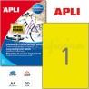 Etiquetas Adhesivas en Poliester Amarillo Apli 210x297mm.
