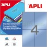 Etiquetas Adhesivas en Poliester Transparente Apli 105x148mm.