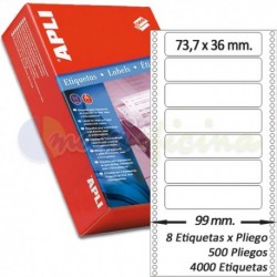 Etiquetas Adhesivas Papel Continuo Apli 73,7x36mm.