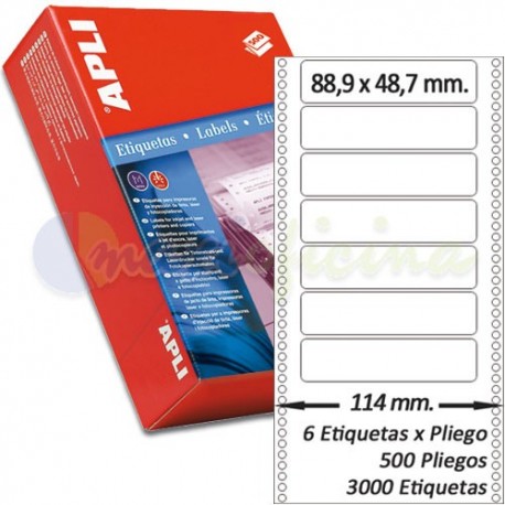 Etiquetas Adhesivas Papel Continuo Apli 88,9x48,7mm.