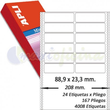 Etiquetas Adhesivas Papel Continuo Apli 88,9x23,3mm.