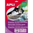 Bolsa Etiquetas Apli Blancas Removible CD-ROM 114 25 hojas
