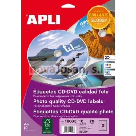 Bolsa Etiquetas Apli CD CALID. FOTO 10 hojas