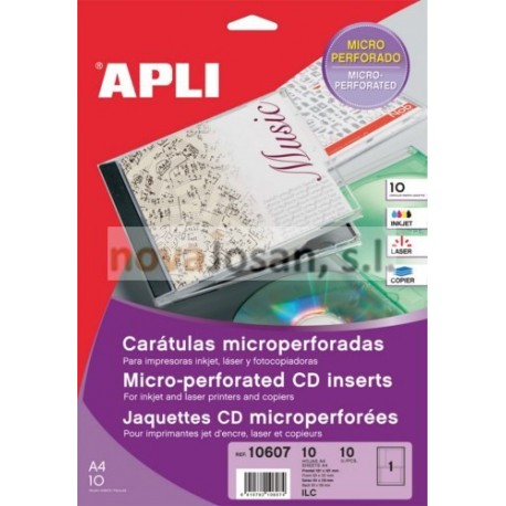 Bolsa Apli CARATULA CD MICROPERFO 10 hojas