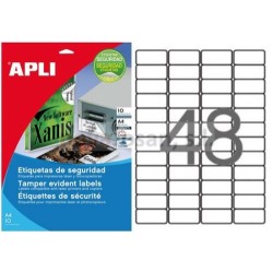 Etiquetas Adhesivas Poliester Blanco Apli Laser SEGURIDAD 45,7x21,2mm 10h