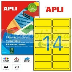 Etiquetas Adhesivas Apli Amarillo 99.1x38.1mm Cantos Romos 20h