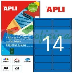 Etiquetas Adhesivas Apli Azul 99.1 x 38.1 mm Cantos Romos 20h