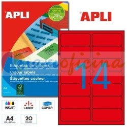 Etiquetas Adhesivas Apli Rojo 99.1 x 38.1 mm Cantos Romos 20h