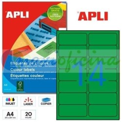 Etiquetas Adhesivas Apli Verde 99.1 x 38.1 mm Cantos Romos 20h