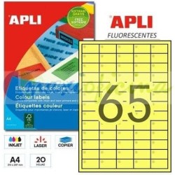 Etiquetas Adhesivas Apli Fluorescente Amarillo  38.1x21.2 mm 20h