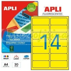 Etiquetas Adhesivas Apli Amarillo Fluorescente 99.1 x 38.1 mm Cantos Romos 20h