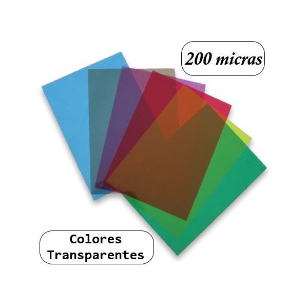 Portadas Encuadernación PVC Transparente A4 200 Micras Color AZUL -  