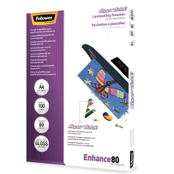 Fundas para Plastificadora de excelente calidad de la marca Fellowes en A4 80 Micras Brillo de Alta Velocidad en Maxioficina.com