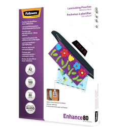 Fundas para Plastificadora de excelente calidad de la marca Fellowes en A3 80 Micras Auto-Adhesivas en Maxioficina.com.