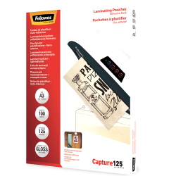 Fundas para Plastificadora de excelente calidad de la marca Fellowes en A3 125 Micras Auto-Adhesivas en Maxioficina.com.