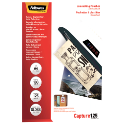 Fundas para Plastificadora de excelente calidad de la marca Fellowes en A4 125 Micras Auto-Adhesivas en Maxioficina.com