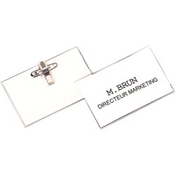 Pack 50 Portanombres con PIN-CLIP 56x92mm