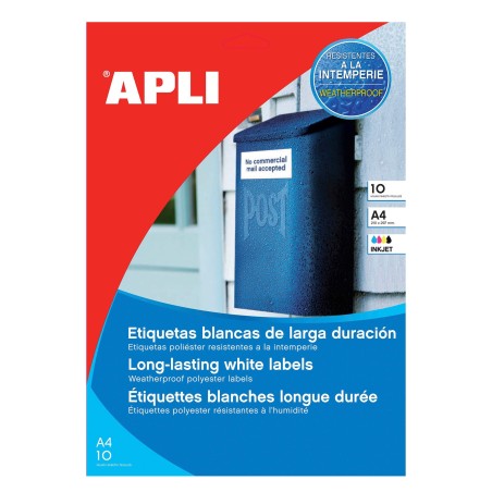 Etiquetas Adhesivas Apli Blancas de Poliéster 99.1 x 139 mm