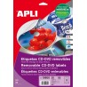 Bolsa Etiquetas Apli CD REMOVIBLES 25 hojas