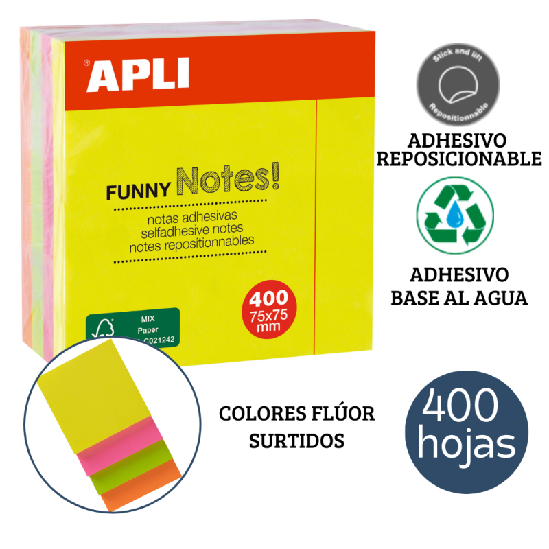 Notas adhesivas FUNNY 75 x 75 mm.