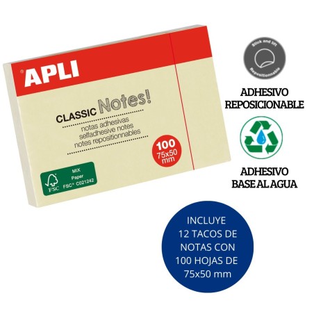 Notas adhesivas CLASSIC 75 x 50 mm