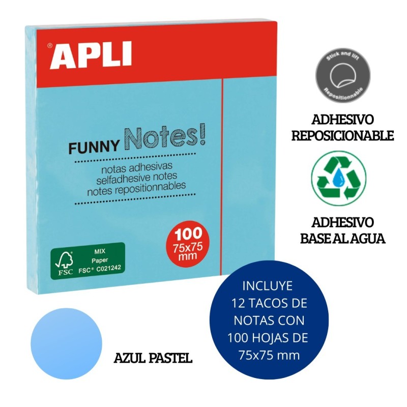 Notas adhesivas 75 x 75 mm de colores