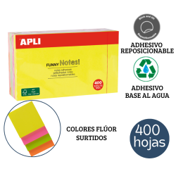 Notas adhesivas 125 x 75 mm 400 hojas, 4 colores